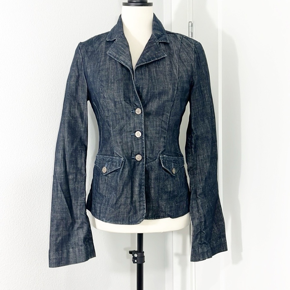 Dark Blue Women's Fitted Denim Jacket